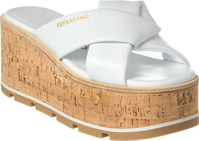 Ferragamo Engracia Sandalias de plataforma de cuero con cuña de corcho - Tallas 6,7,8 Foto 1 de 3