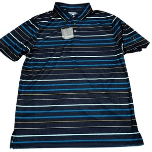 Camisa polo de golf PGA Tour Pro Serious para hombre azul marino rayas talla mediana - Imagen 1 de 12