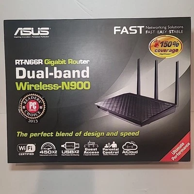 ASUS RT-N66R Wireless-N900 Dual Band Gigabit Wireless N Router New - Image 1 of 4