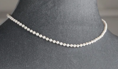 WHITE SHELL PEARL NECKLACE USING 4MM ROUNDS ~ 18" 925 STERLING SILVER - Image 1 of 2