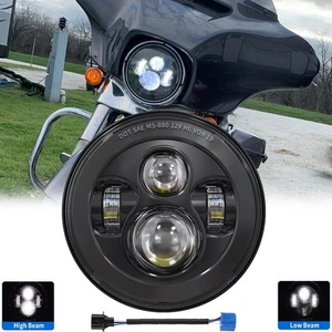 1PCS 7inch DOT LED Headlight Motorcycle Projector Light High Low Sealed Beam - Picture 1 of 7