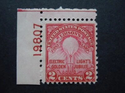 #655 2c Edison Plate # Single #19807 MVLH OG VF CV $25 "Includes New Mount" #3 - Image 1 of 3