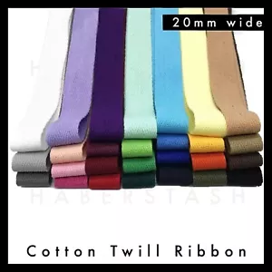 100% Cotton Twill Herringbone 20mm wide Various Colours heading tape - Picture 1 of 25