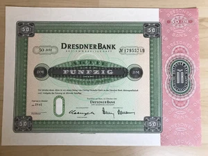 Aktie der Dresdner Bank AG, 50 DM, Frankfurt, 1983 inTop-Zustand! - Bild 1 von 1