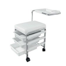 CARRELLO MANICURE SGABELLO PEDICURE CASSETTI SEDUTA ESTETISTA ESTETICA UNGHIE
