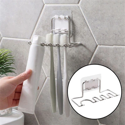 Wall-Mounted Toothbrush Holder Shower Organizer Silicone Bathroom Storage AU New - image 1 of 4