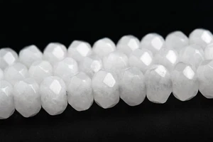 Cuentas sueltas rondelle facetadas grado AAA de jade blanco natural 6x4 mm 7-8 x 5 mm - Imagen 1 de 4