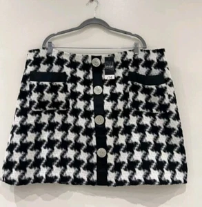 GEORGE Women's Houndstooth Wool Blend Mini Skirt (Size UK 24) - Picture 1 of 6
