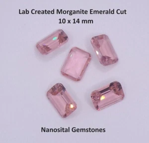 MORGANITE PINK NANO EMERALD CUT LOOSE GEMSTONES - 10MM X 14MM - Picture 1 of 4