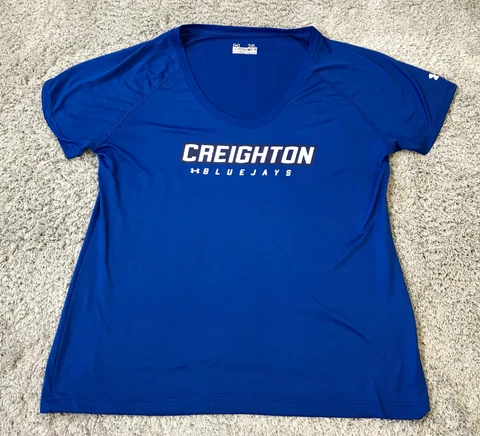 Creighton Bluejays Womens XL Blue T-Shirt Short Sleeve Semi-Fitted Heat Gear Cover