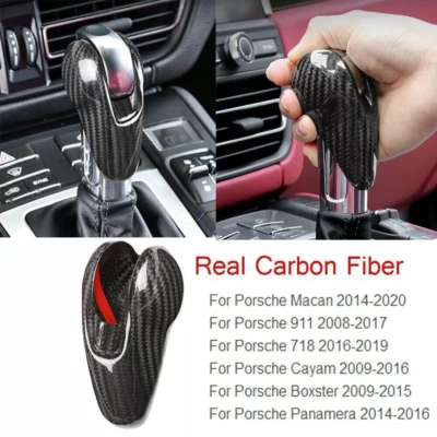 Real Carbon Fiber Gear Shift Knob Cover Trim Fit For Porsche 911 718 Cayman Foto 1 de 4