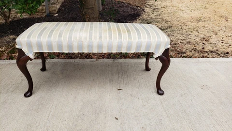 Hickory  Chair Queen Anne Style Upholstered Mahogany Bench Cover