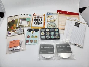 Lot of Scrapbooking Embellishments Brads Frames Paper Leaves Pre-owned - Picture 1 of 9