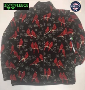 ZooFleece Red Cardinals Jacket Bird Christmas Warm Berber Pet Animal For Her S - Picture 1 of 4