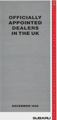 Subaru Dealer List 1986-1987 UK Market Foldout Brochure - Image 1 of 2