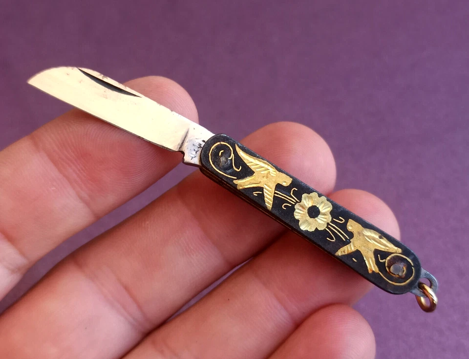 Toledo Damascus Navaja Albacete, Spain Knife, Navaja, Vintage Folding Knife - Image 1 of 4