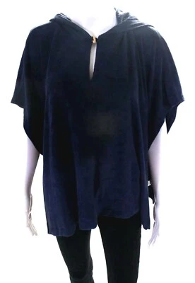LILLA P с капюшоном пончо один размер темно-синий легкий хлопок смесь новый с ярлыками - Изображение 1 из 4