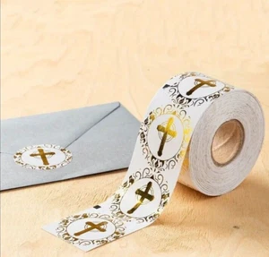 40x gold foil Christian prayer stickers 25mm religious easter christmas card - Picture 1 of 2