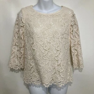 Camisa Pullover de Algodón Recortes Marfil Talbots Petites OP NUEVA $129 - Imagen 1 de 5