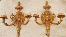 Pair Fine Quality Double Light Gold Double Arm Wall Sconces French Empire Style