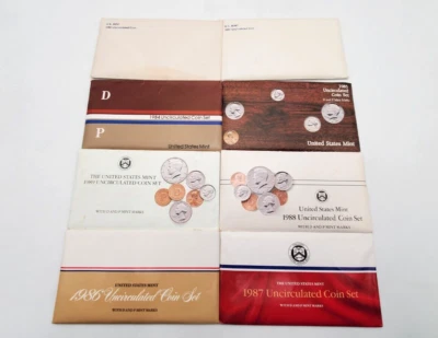 1980-1981 & 1984-89 P and D Annual Uncirculated US Mint Coin Sets Lot 8 Sets - Image 1 of 4