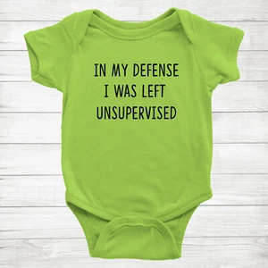 In My Defense I Was Left Unsupervised Funny Baby Bodysuit Romper Rib Clothes - Picture 1 of 15