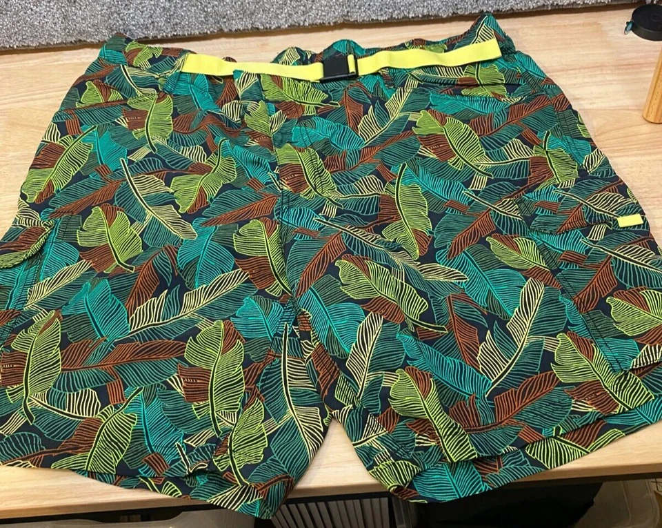 Lands End Mens XXL (44X46) Tropical Leaf Camo Quick Dry Swim Board Shorts Belt - Image 1 of 4