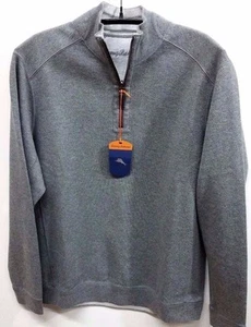 NUEVO TOMMY BAHAMA Suéter Abatible Sarga Reversible Media Cremallera T211442 GRIS CARBONO - Imagen 1 de 5