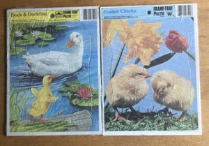 2~Vintage 1983 WHITMAN Frame Tray Puzzles, Duck & Duckling-Easter Chicks Age 4-7 - Picture 1 of 8