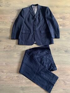 M&S Collezione Black 100% Linen Suit Jacket 38S Trousers W34 L29