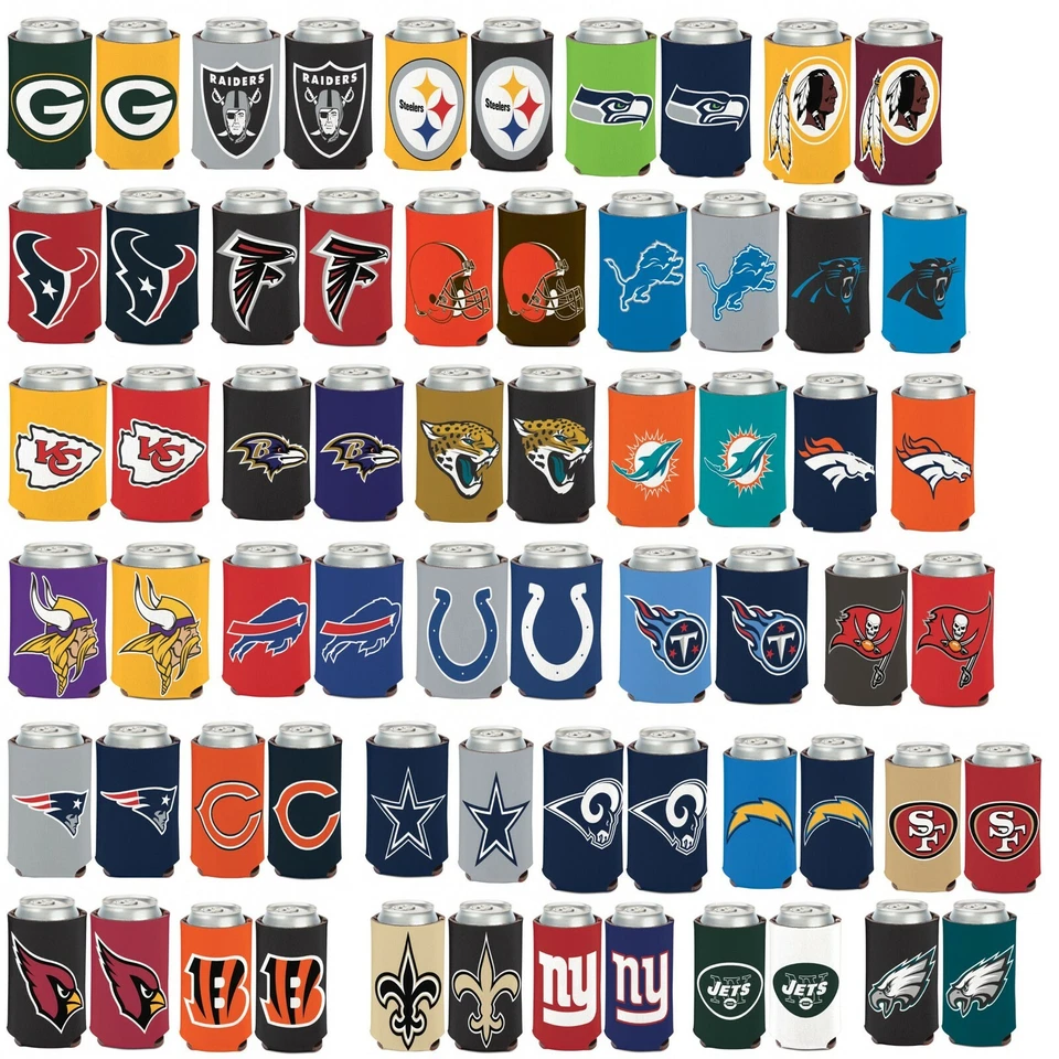  Licensed Football 2 Sided 12 oz Can Cooler Collapsible Koozie - Image 1 of 1