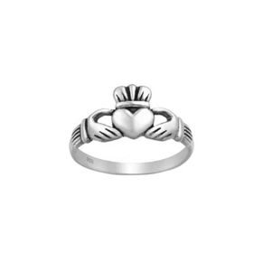 Anillo de plata Claddagh amuleto celta joyería celta irlandesa corazón plata de ley 925 - Imagen 1 de 2