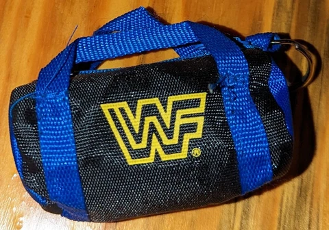 Rare Vintage WWF WWE Wrestling Keychain mini duffle bag 3.25", mail away item Cover
