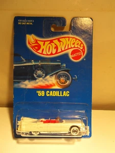 🔥 1991 Hot Wheels Blue Card #154 '59 Cadillac Pearl White Red Interior 4694 - Picture 1 of 13