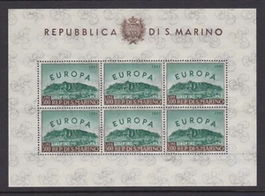 San Marino ~ 1961 Europa Mini Hoja Sc# 490 **/NH CV $225 (AR020) - Imagen 1 de 2