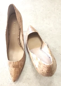 Lauren Ralph Lauren Adena Womens Glazed cork pointed toe pump heels Size 9 B - Picture 1 of 9