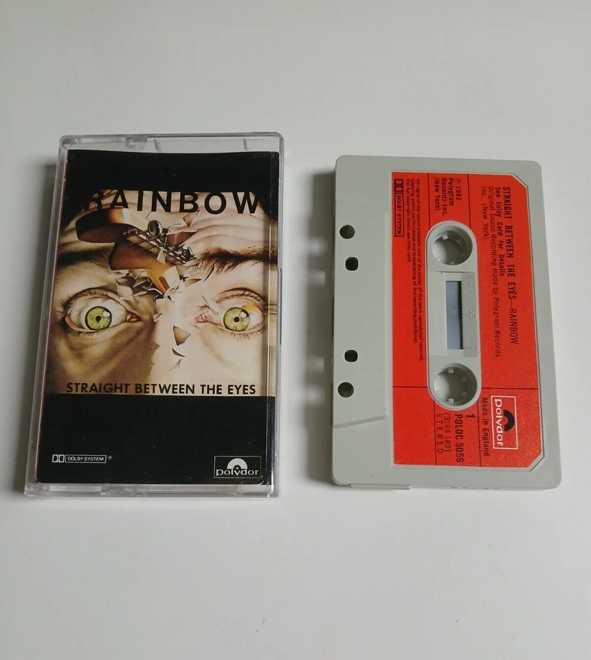 RAINBOW STRAIGHT BETWEEN THE EYES CASSETTE TAPE 1982 PAPER LABEL POLYDOR UK - Image 1 of 1