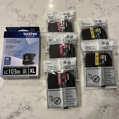 Brother LC103BK XL LC103Y XL LC103M XL 6 Lote Sellado NUEVOS 6 Cartuchos de Impresora de Tinta Foto 1 de 4