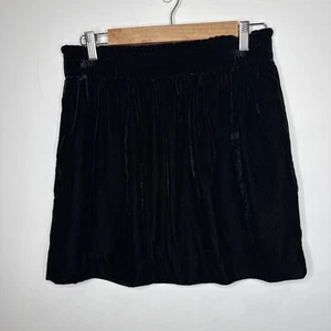 J Crew Velvet Skirt 6 Black Pull On Pockets Goth Fairy Grunge Whimsigoth Vamp - Picture 1 of 6