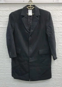 New H&M Wool Blend 3 Button Coat Black Size Large - Picture 1 of 6