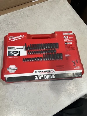 Milwaukee 49-66-7009 3/8 In Drive Impact Socket Set, Metric, Sae, 43 Pc. - Image 1 of 2