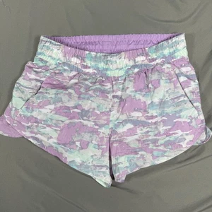 Avia Running Shorts Girls Large Purple Camouflage Liner Elastic Waist Pull On - Picture 1 of 11