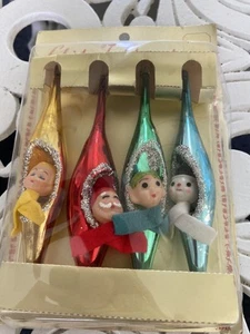 Glass Christmas Ornament Diorama mercury glitter teardrop Santa Japan vintage - Picture 1 of 13