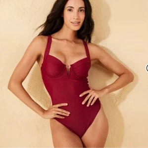 Women's High Leg Balconette Underwire One Piece Swimsuit - Shade & Shore Sz S - Picture 1 of 3