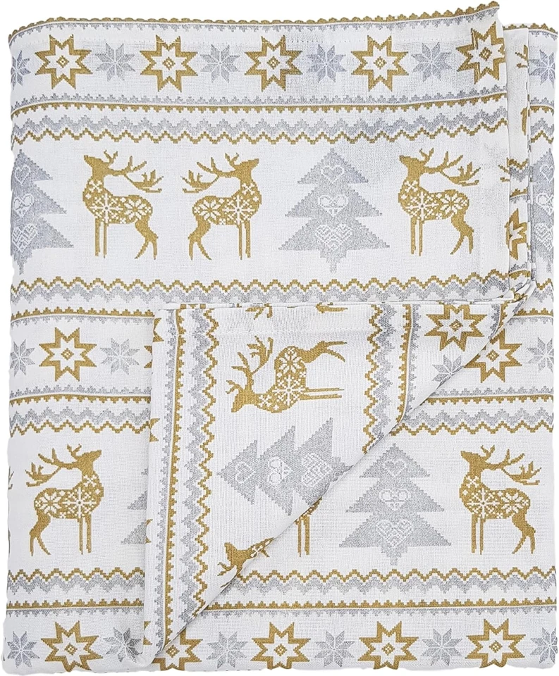 Tovaglia, Cotone, Natale Nordico Argento, 140 X 230 CMS - Immagine 1 di 4