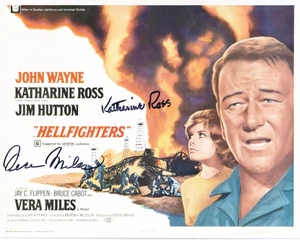 Einzigartiges Duell signiert Katherine Ross Vera Miles Hellfighters 8x10 Foto John Wayne - Bild 1 von 1