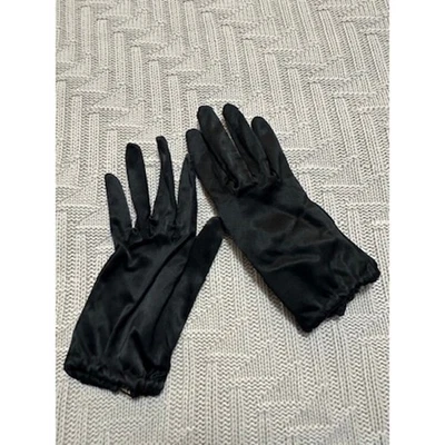 Guantes vintage satinados negros hasta la muñeca talla 7 Foto 1 de 4