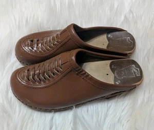 Bastad Troentorp Vtg Wright Shoes 39, 40, 8.5, 9 Braided Leather Clogs Swedish - Picture 1 of 15