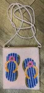 Perlen Flip Flop Umhängetasche - Rosa Sommer Handtasche Strand Urlaub Festival Vibes - Bild 1 von 10