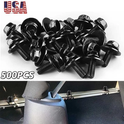 500X Pernos de carrocería de coche Tornillo Sujetador Guardabarros M6-1.0x 16mm Largo-10mm Hex-17mm Arandela Foto 1 de 4